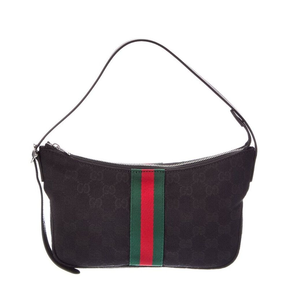 Gucci Canvas Shoulder Bag, Black